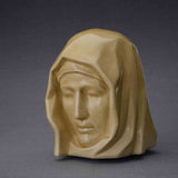 The Holy Mother Cremation Urn for Ashes in Light Sand Turned Left Dark Background