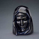 The Holy Mother Cremation Urn for Ashes in Metallic Blue Dark Background
