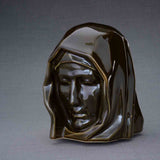 The Holy Mother Cremation Urn for Ashes in Oily Brown Dark Background