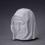 The Holy Mother Cremation Urn for Ashes in White Turned Left Dark Background