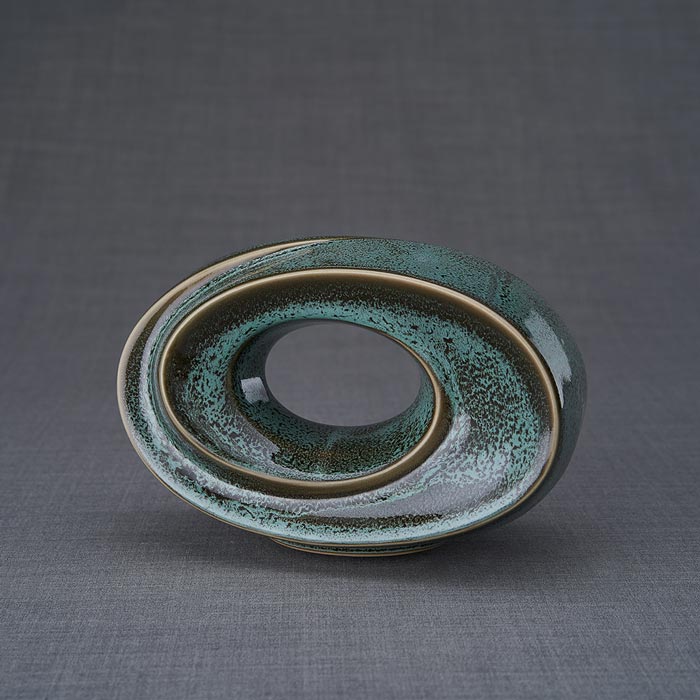 The Passage Ashes Keepsake Urn in Oily Green Left View