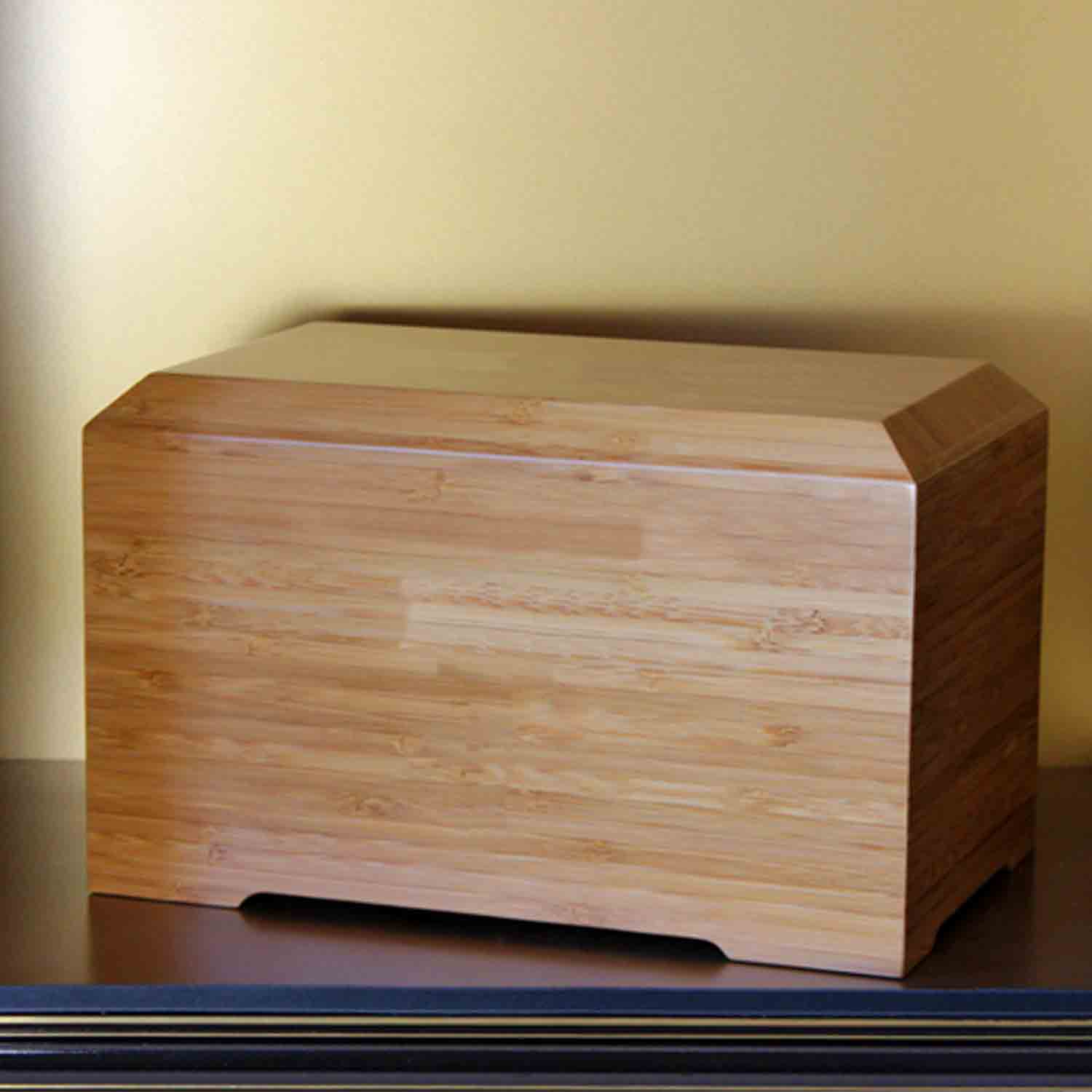 Tribute Solid Bamboo Semi Permanent Biodegradable Urn for Ashes On Shelf
