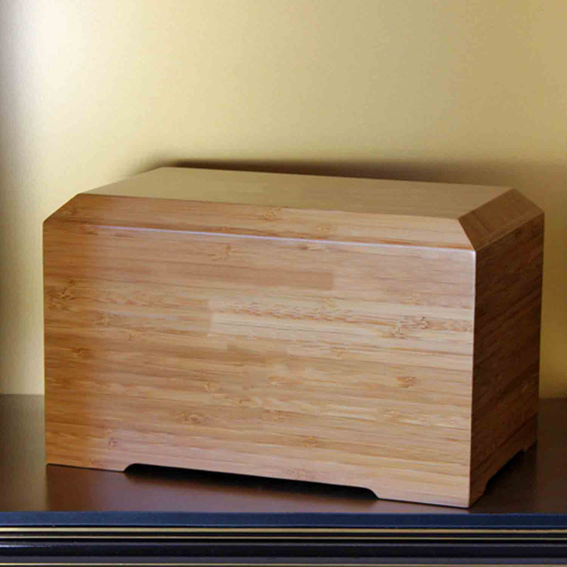 Tribute Solid Bamboo Semi Permanent Biodegradable Urn for Ashes On Shelf