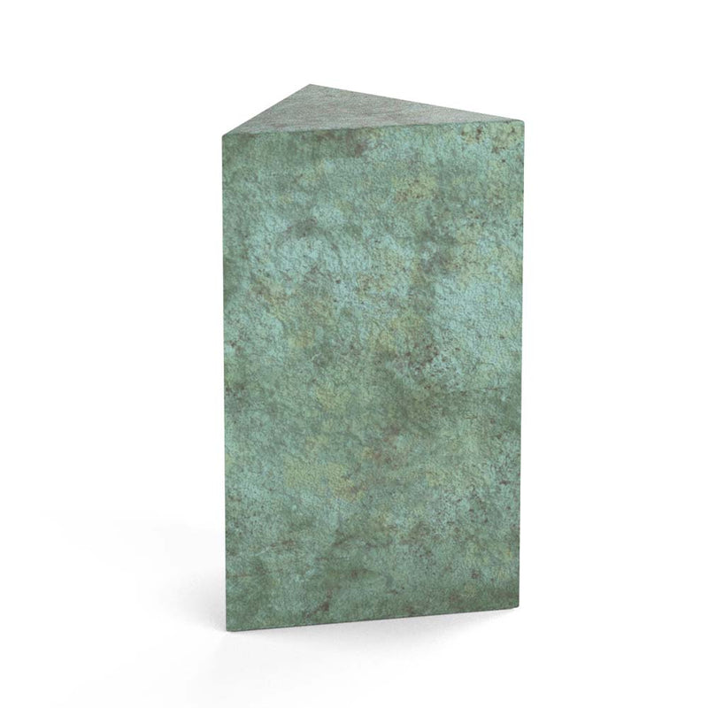 Trigon Cremation Urn for Ashes Adult in Green Bronze Rotated View