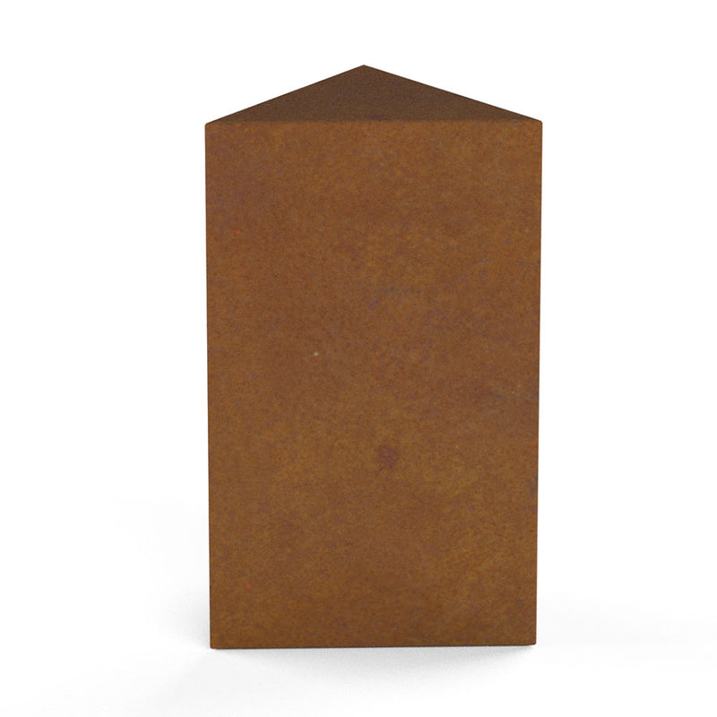 Trigon Cremation Urn for Ashes Child in Corten Steel Front View