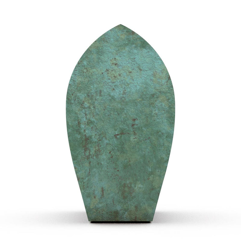 Tulip Cremation Urn for Ashes Adult in Green Bronze Side View
