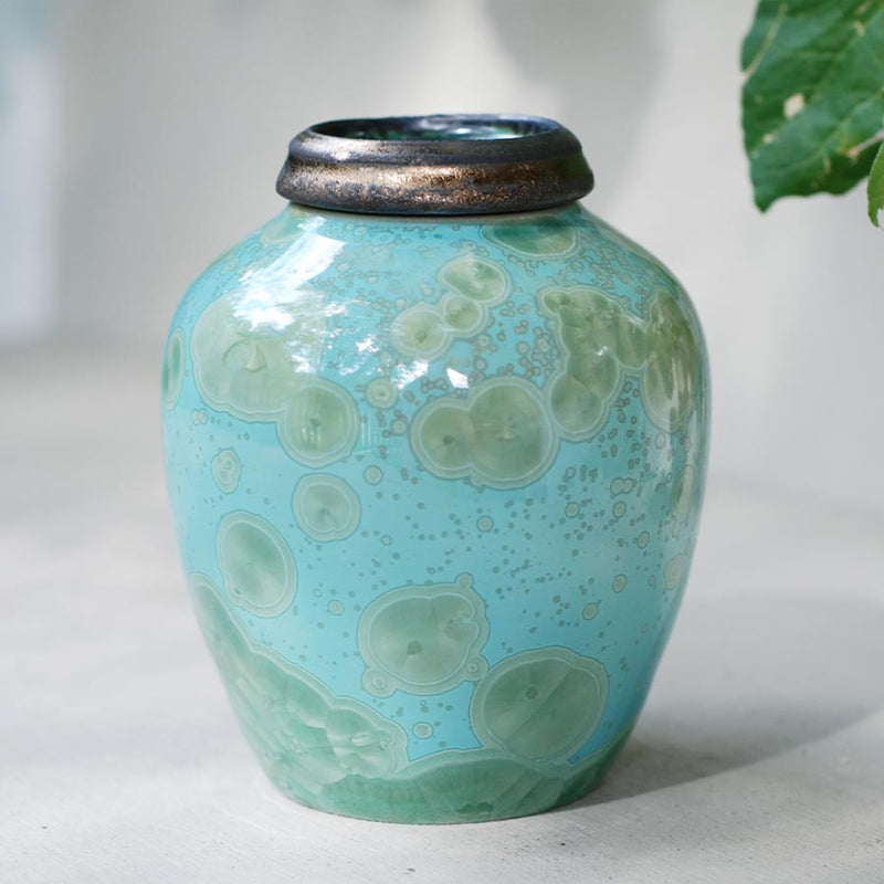 Turquoise Ashes Keepsake Urn Front View