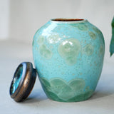 Turquoise Ashes Keepsake Urn Lid Off Front View