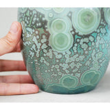 Variscite Cremation Urn for Pets Ashes Close up with Hand