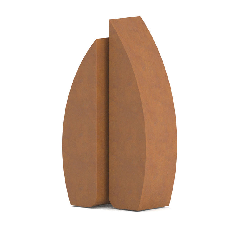 Voyage Cremation Urn for Ashes Adult in Corten Steel Back View