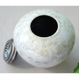 White Calcite Cremation Urn for Ashes - Adult Lid Off Top View