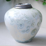 White Calcite Cremation Urn for Ashes - Adult Rear View