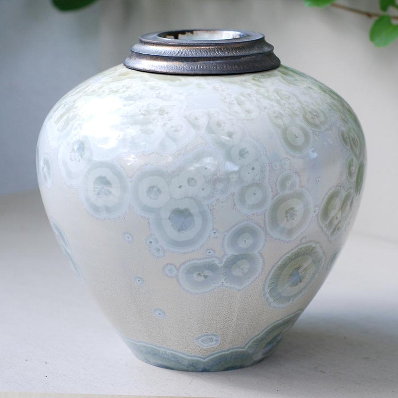 White Calcite Cremation Urn for Ashes - Adult Rear View