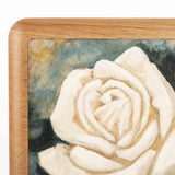 White Rose Cremation Urn for Ashes in Oak Left Corner Rose