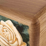 White Rose Cremation Urn for Ashes in Oak Right Angle