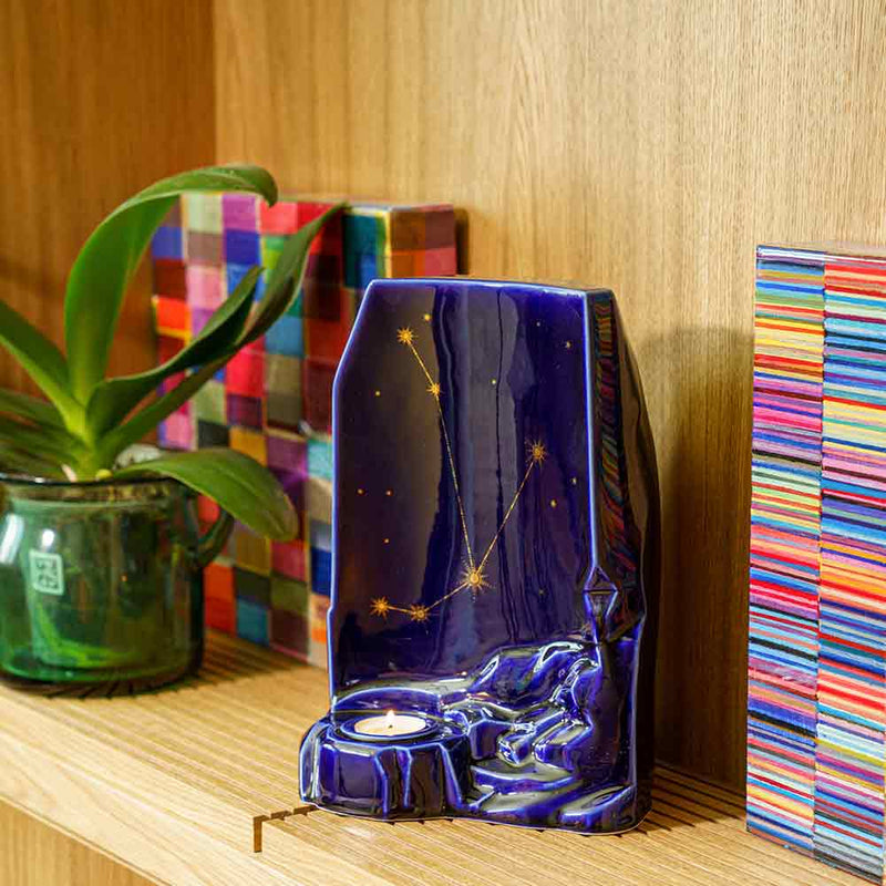 Zodiac Star Sign Adult Cremation Urn for Ashes Range Aries On Bookcase Left