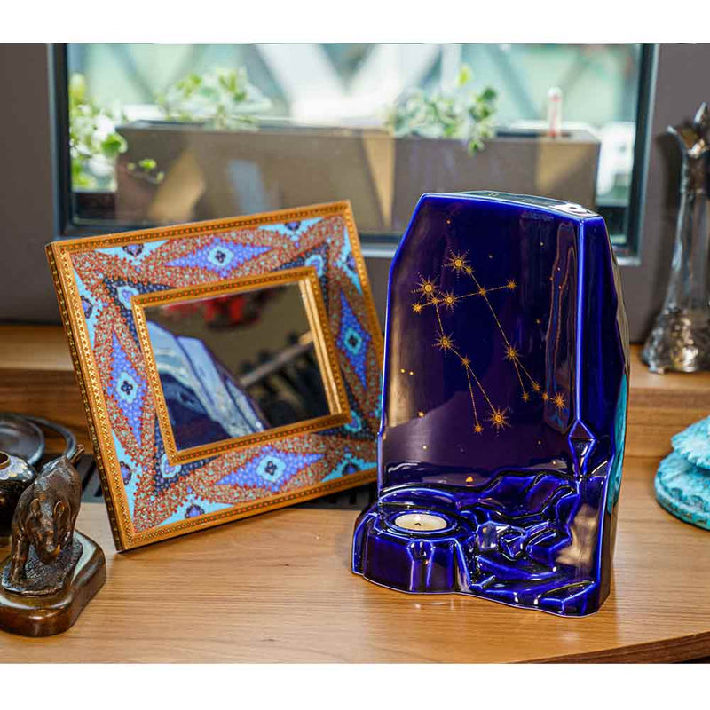 Zodiac Star Sign Adult Cremation Urn for Ashes Range Gemini Next to Photo