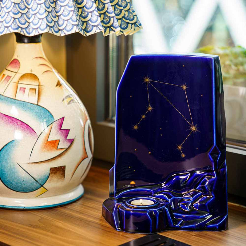 Zodiac Star Sign Adult Cremation Urn for Ashes Range Libra Next To Lamp