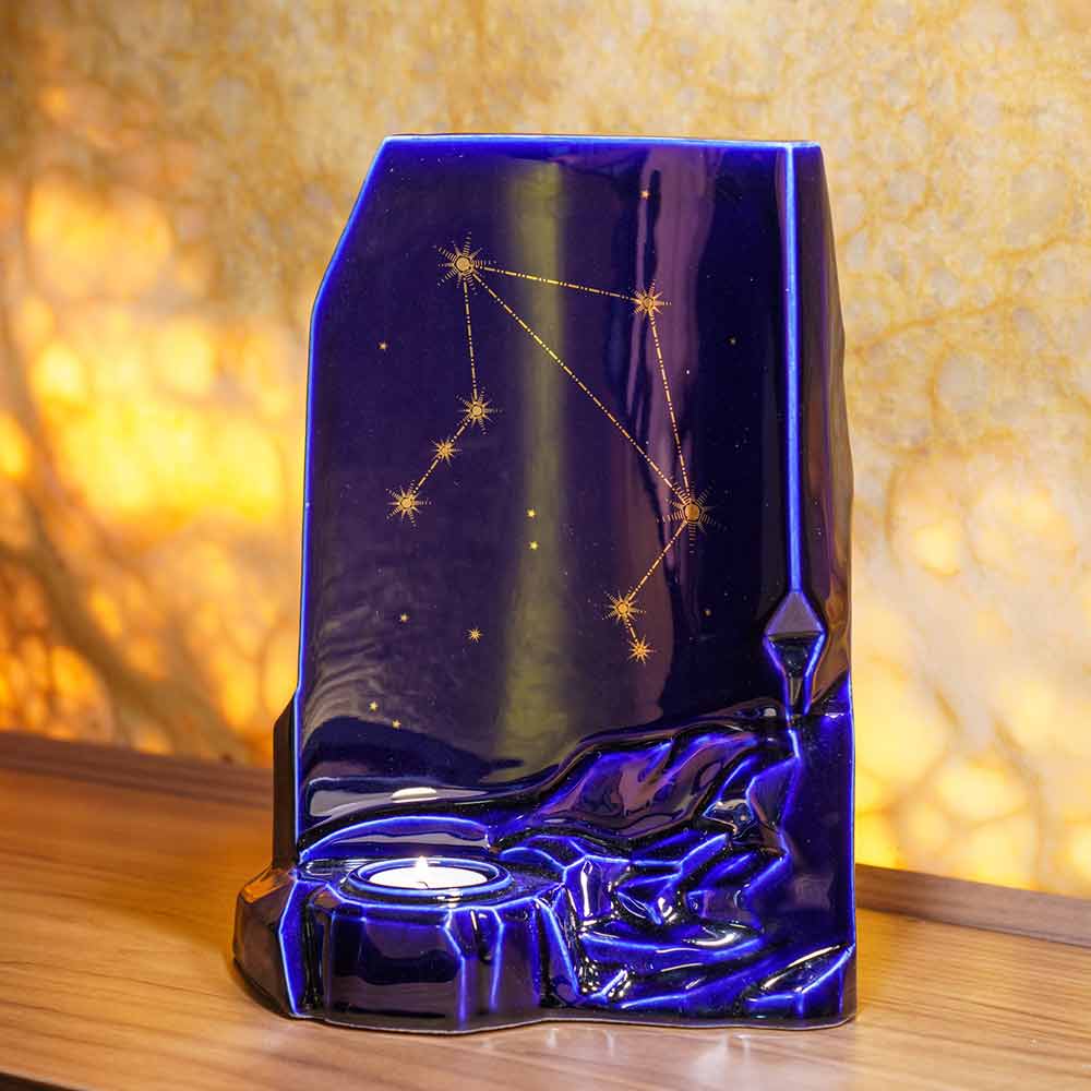 Zodiac Star Sign Adult Cremation Urn for Ashes Range Libra On Shelf Close Up