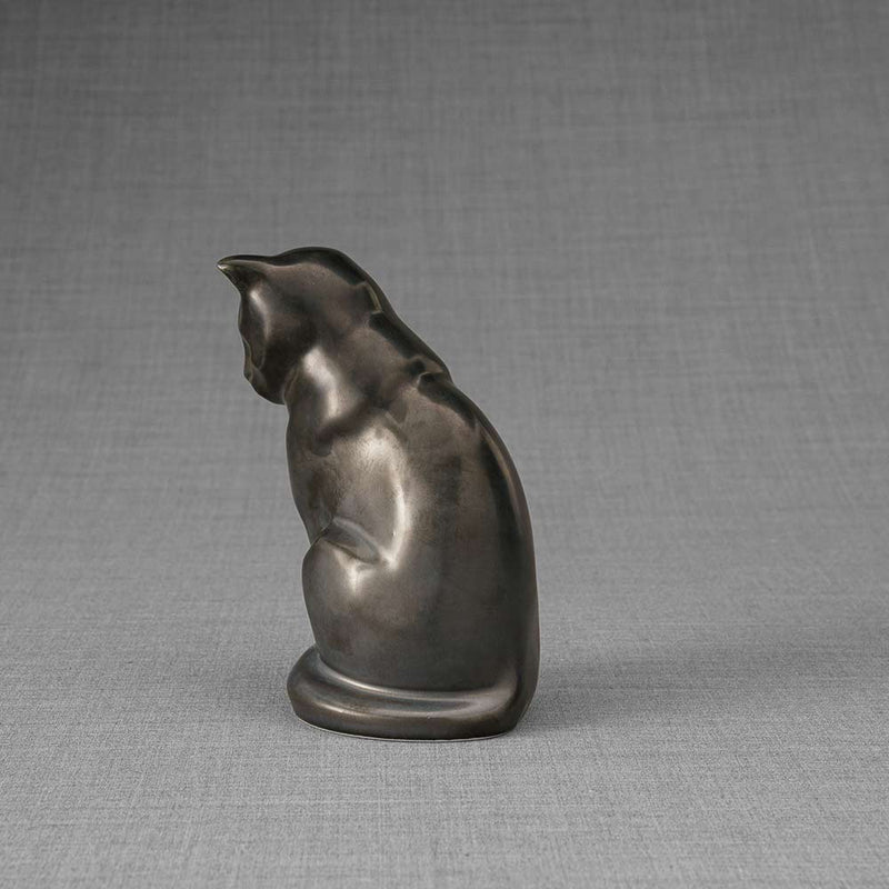 Kitten Urn For Ashes Matte Black Back Left