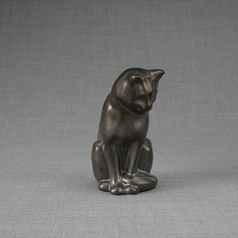 Kitten Urn For Ashes Matte Black Front Right