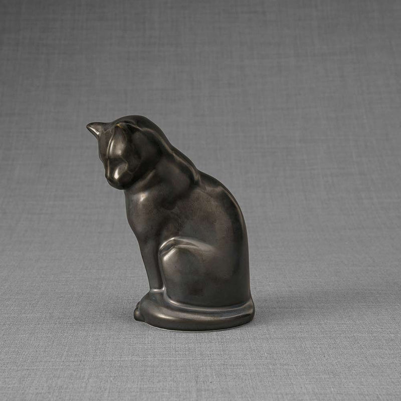Kitten Urn For Ashes Matte Black Left