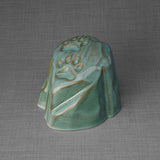 Paw Prints Dog Urn For Ashes Oily Green Right