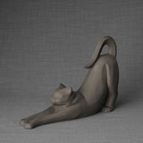 Stretching Cat Urn For Ashes Matte Grey Front Left